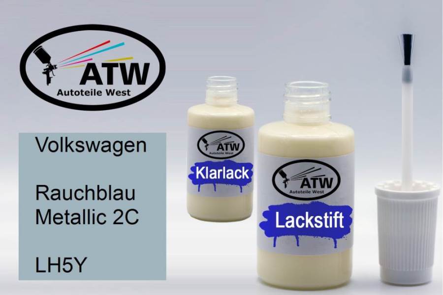 Volkswagen, Rauchblau Metallic 2C, LH5Y: 20ml Lackstift + 20ml Klarlack - Set, von ATW Autoteile West.